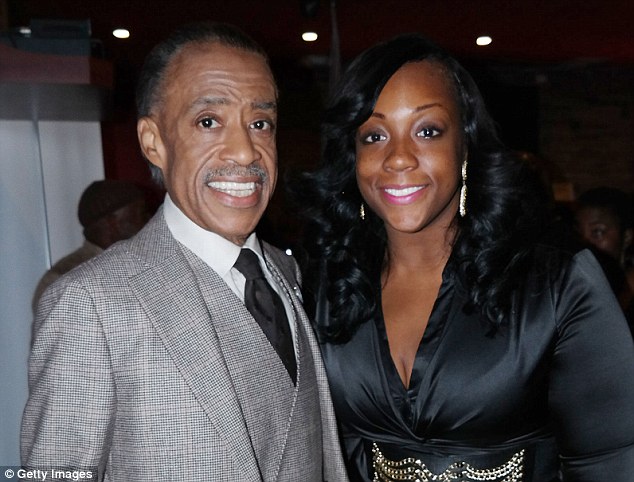 Dominique Sharpton (with her father) demanded millions in compensation from the city after claiming she sprained her ankle on uneven sidewalk in 2014, suffering 'permanent pain and mental anguish'