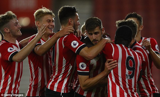 Jack Stephen celebrates his goal for Southampton U23s during their recent clash with Spursu00a0