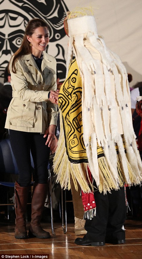 The Duchess of Cambridge with the Bella Bella First Nations Community