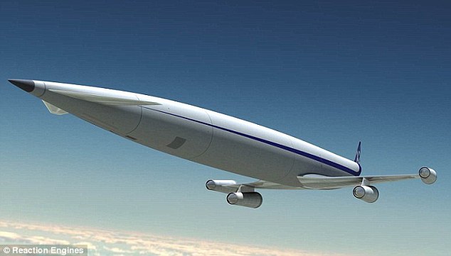 Rather than aiming for a demonstrator that can achieve more than 150,000 lb thrust, the firm will instead now target an engine size capable of roughly 44,000 lb thrust. Pictured, an artist's impression of the Lapcat A2 craft flying at Mach 5