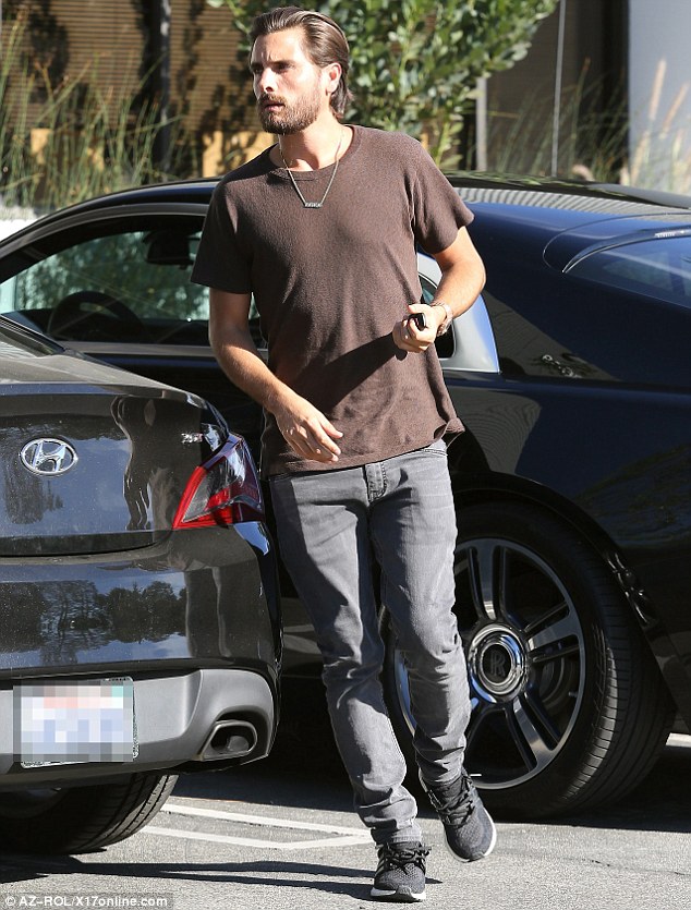 Together again: The star's ex Scott Disick was also seen arriving at the same studio that day