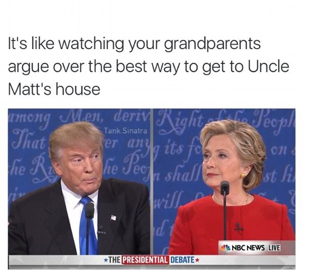 'It's like watching your grandparents argue over the best way to get to Uncle Matt's house,' one social media user joked about the stand off between Clinton and Trump