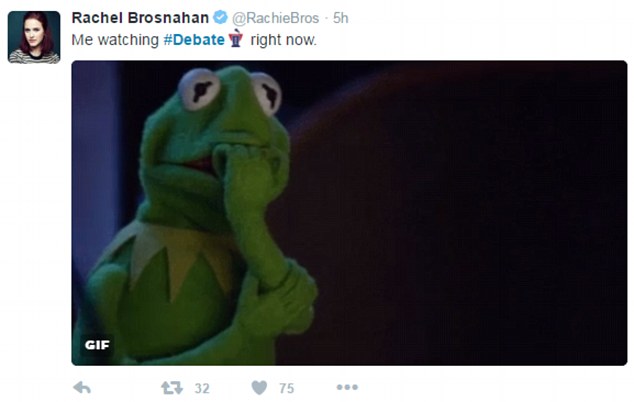 House of Cards actor Rachel Brosnahan posted this gif of a tense Kermit the frog bitting his hand