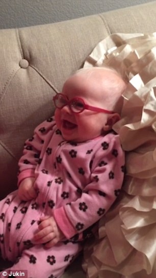 Little Tilly had been suffering from eyesight problems from birth and was given glasses at three months old