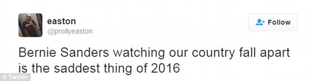 Twitter users reacted to Bernie Sanders tweet with sympathy saying it was the 'saddest thing of 2016'